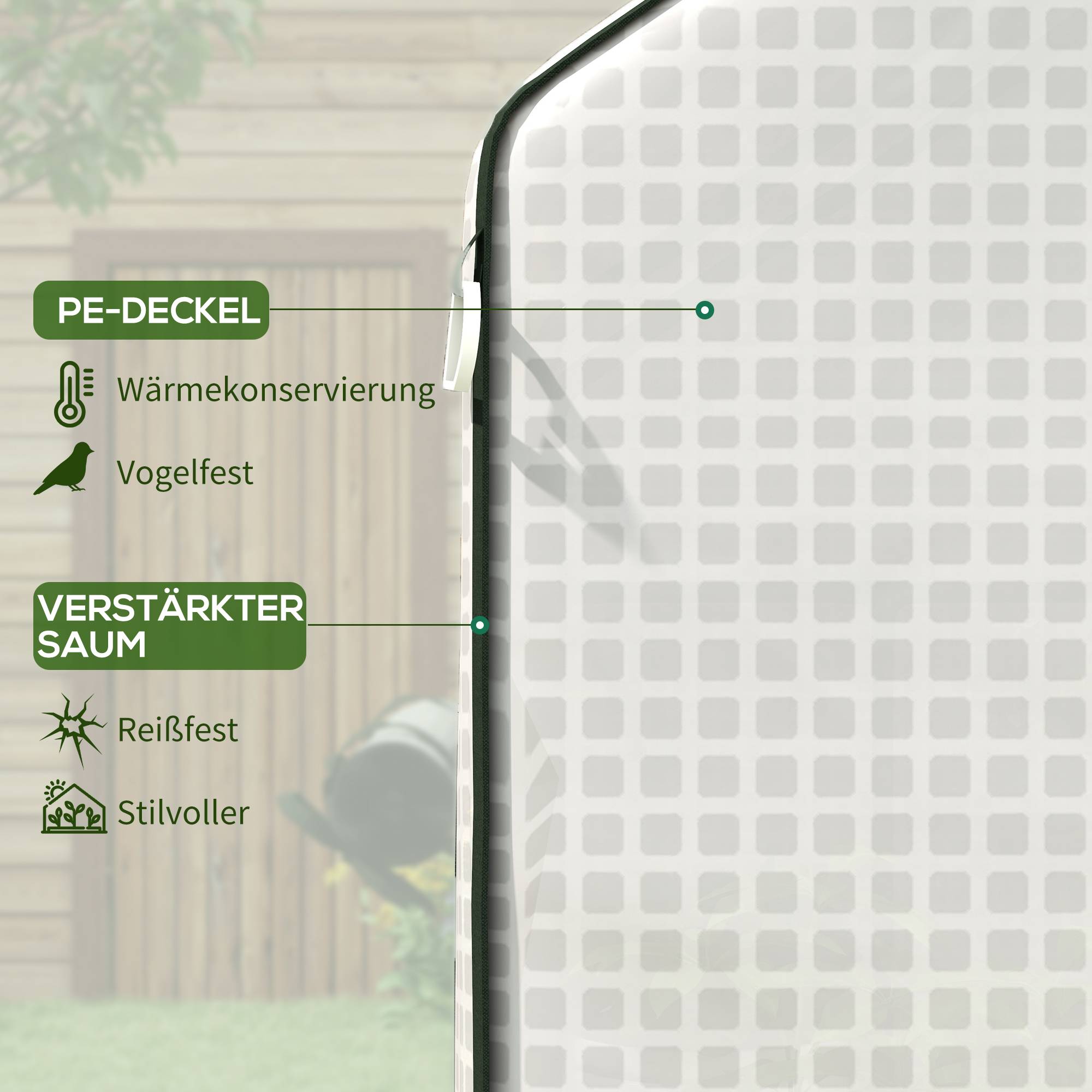 Bâche Serre Remplacement PE Renforcé Tomates Anti-UV Porte Enroulable 140x73x190cm Blanc - ComfortXL Outdoor Living - Image 4