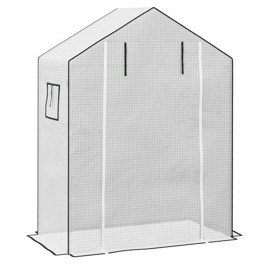 Bâche Serre Remplacement PE Renforcé Tomates Anti-UV Porte Enroulable 140x73x190cm Blanc - ComfortXL Outdoor Living - Image 2
