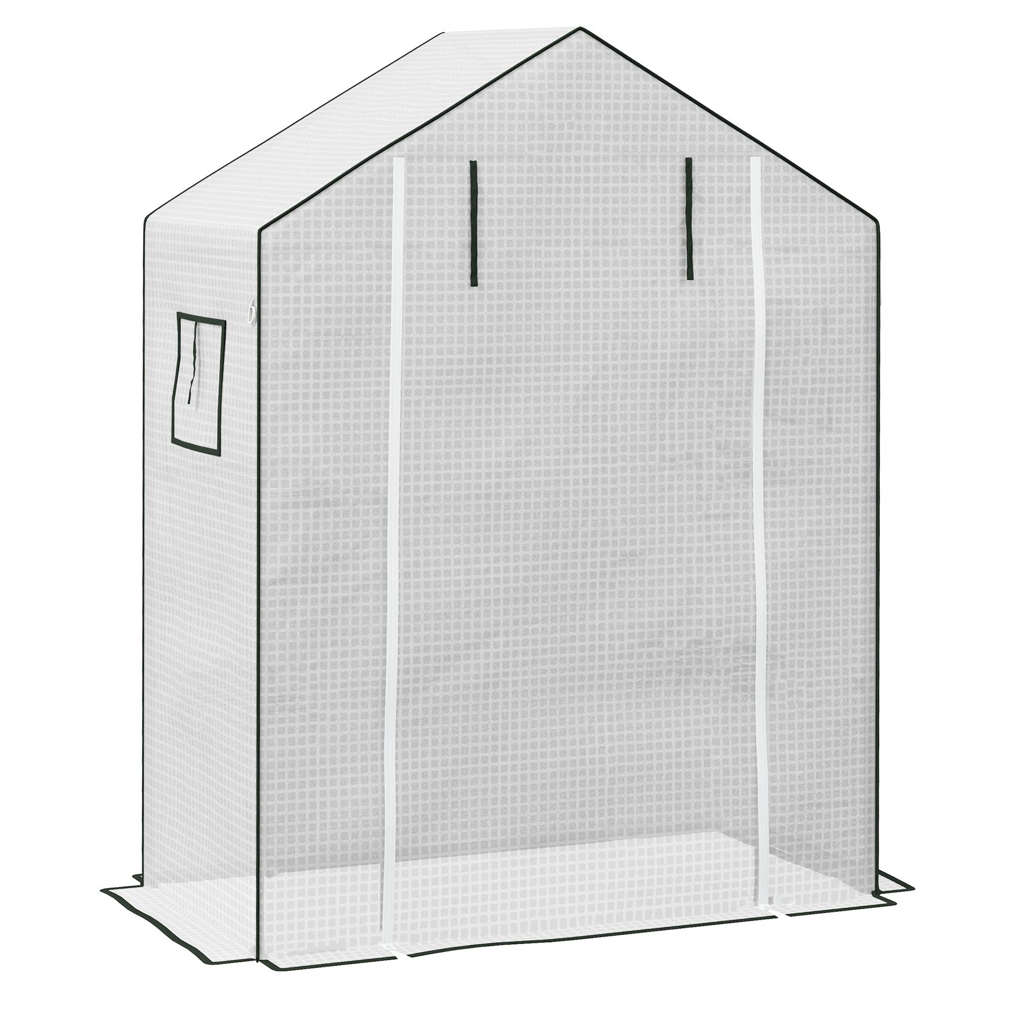 Bâche Serre Remplacement PE Renforcé Tomates Anti-UV Porte Enroulable 140x73x190cm Blanc - ComfortXL Outdoor Living - Image 2