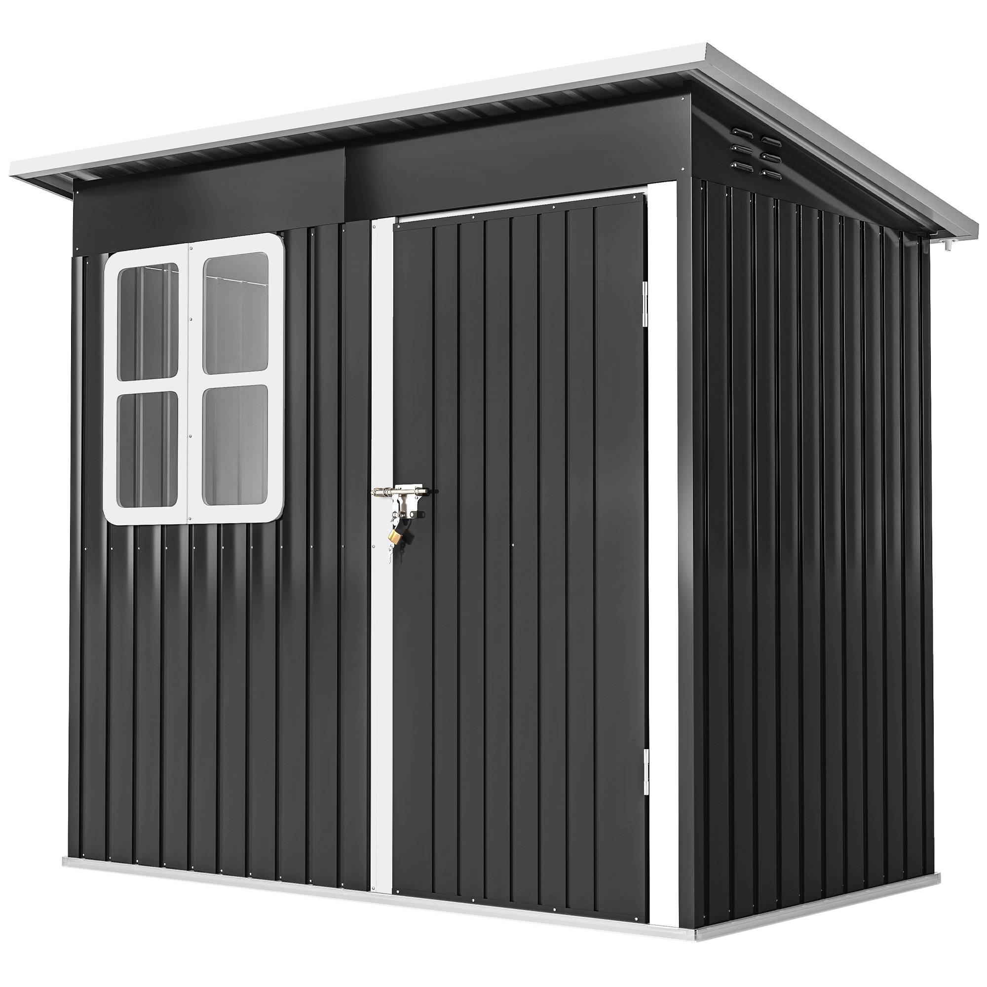 ComfortXL - Abri de jardin acier galvanisé 221 x 133 cm gris avec fenêtre porte verrouillable - ComfortXL Outdoor Living - Image 2