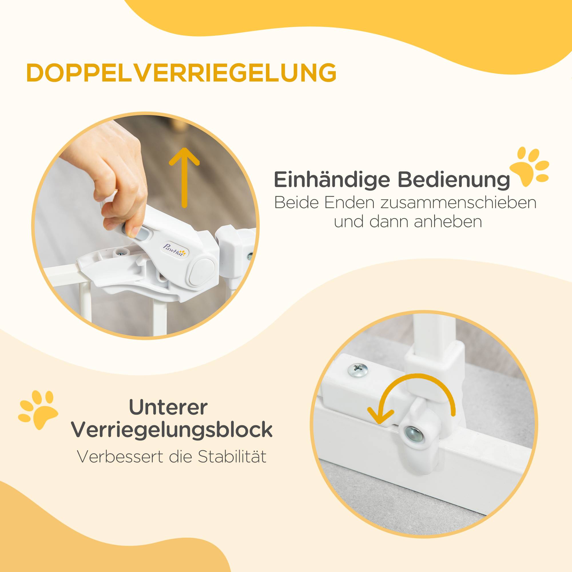 Barrière Sécurité Métal Escalier Porte Chatière Fixation Pression 74-80cm Blanc - ComfortXL Pet Living - Image 5
