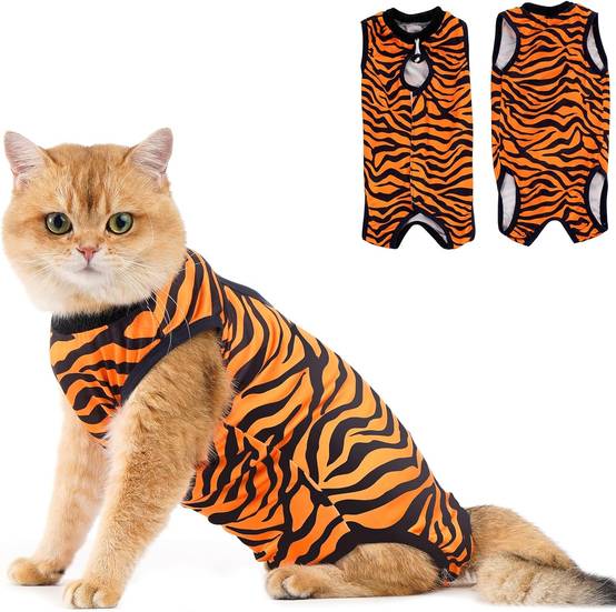 Combinaison de Récupération pour Chat Anti Léchage Tigre L