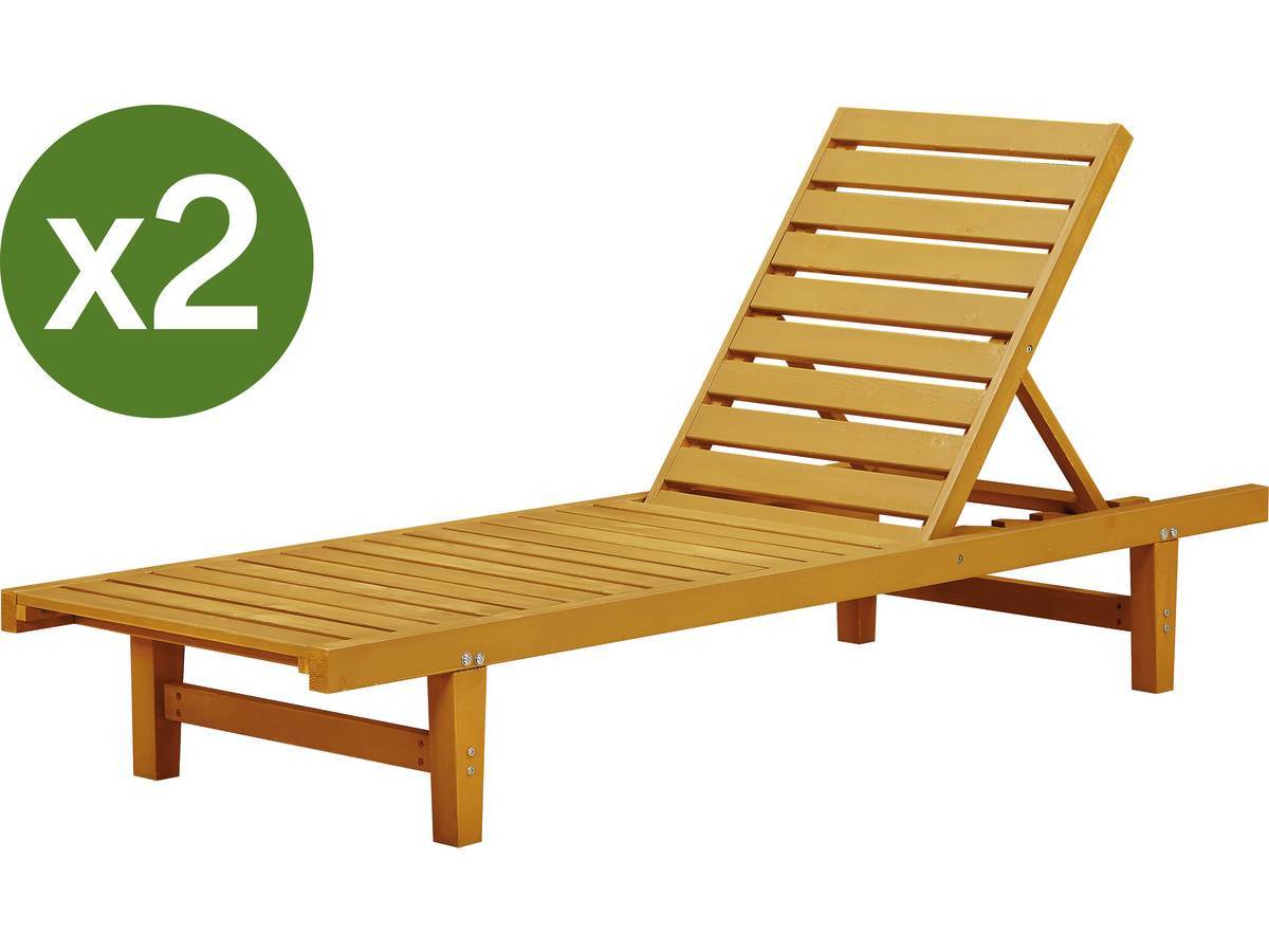 Habitat Et Jardin - Lot De 2 Bains De Soleil En Bois "rawai" - Marron Clair -habitat Et Jardin - Image 1