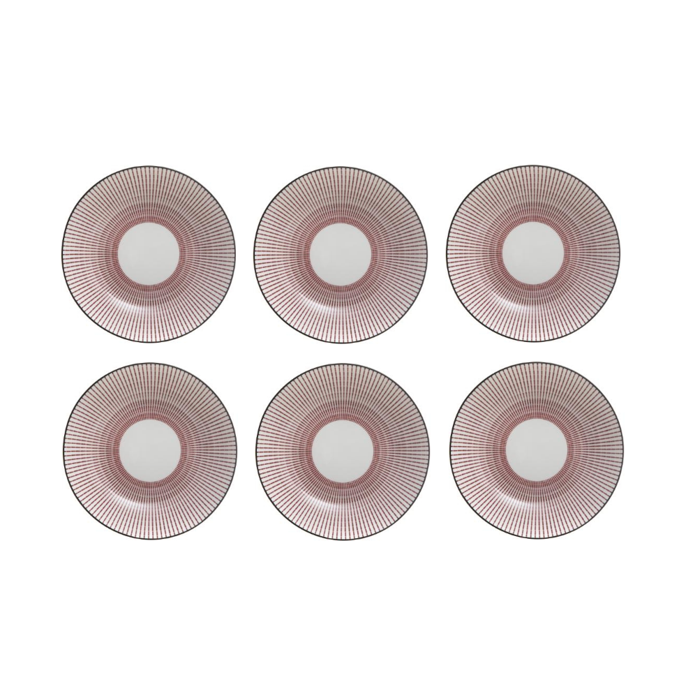 Set de 6 assiettes creuses Lunis - D 20,5 cm - Rouge - Image 1