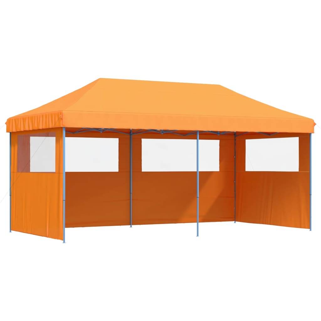 Tente de réception pliable acier et tissu orange et bleu 580 x 292 x 315 cm - PANGIVO - Image 2
