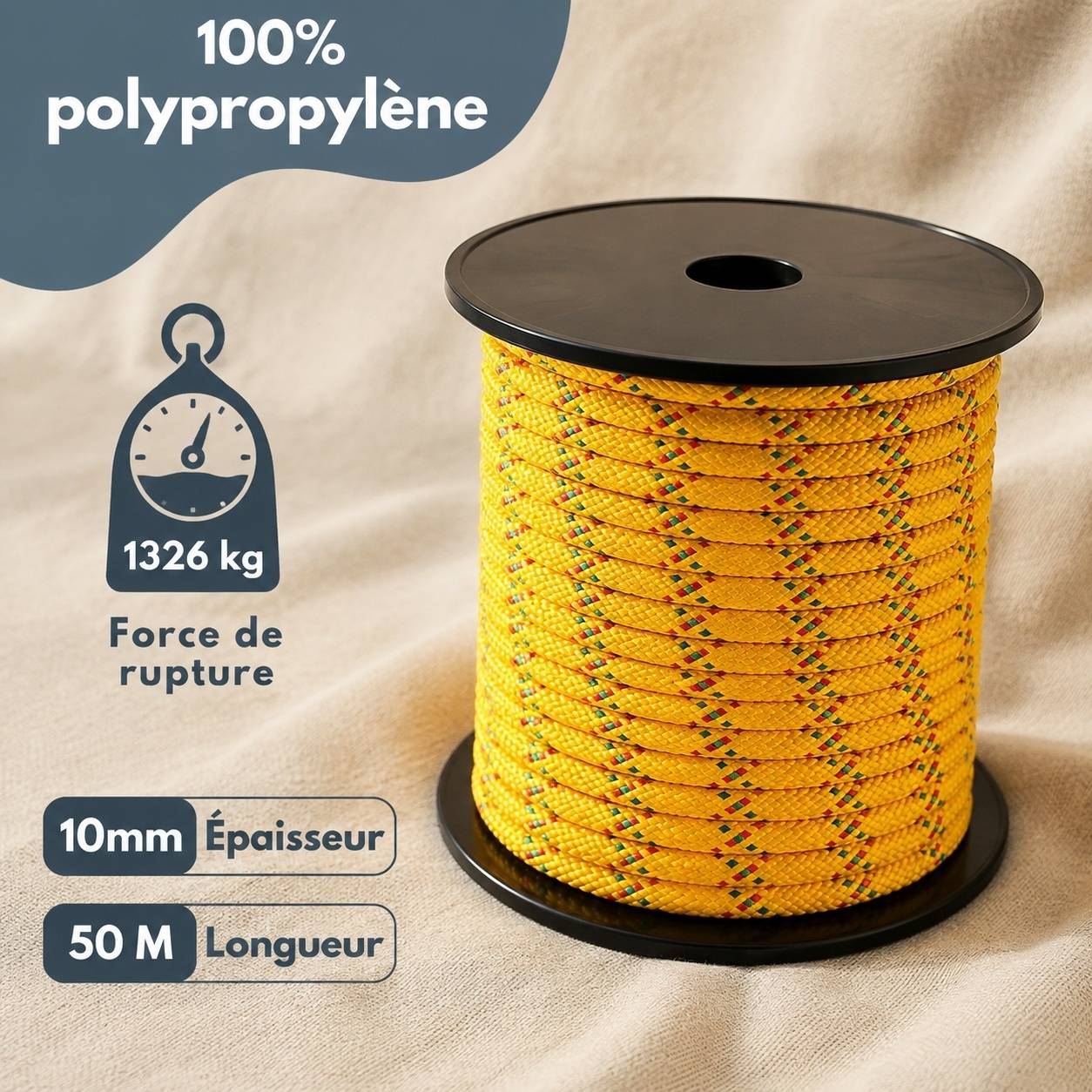 Corde Polypropylène Tressée Léger Résistance UV Professionnel Extérieur Intérieur - Image 2