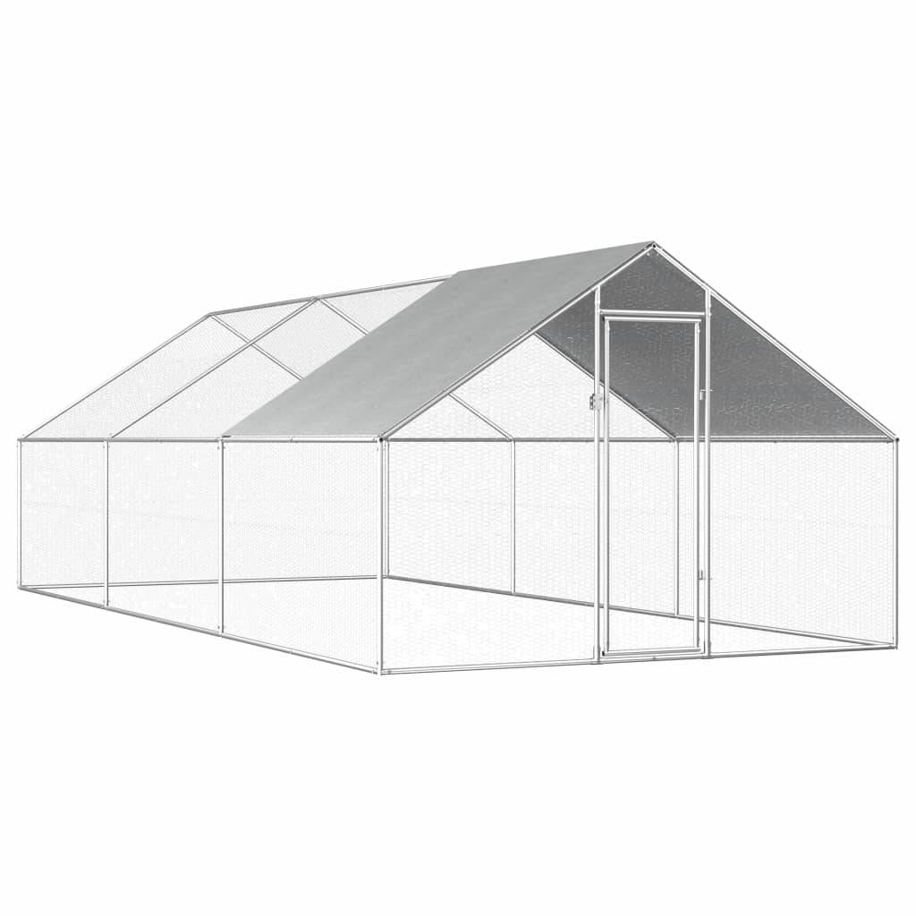 Poulailler d'extérieur 2,75 x 6 x 1,92 m acier galvanisé toit en PE - Image 1
