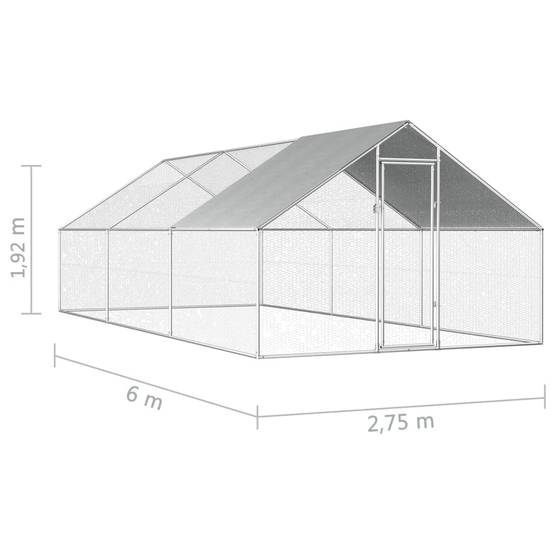 Poulailler d'extérieur 2,75 x 6 x 1,92 m acier galvanisé toit en PE - Image 6