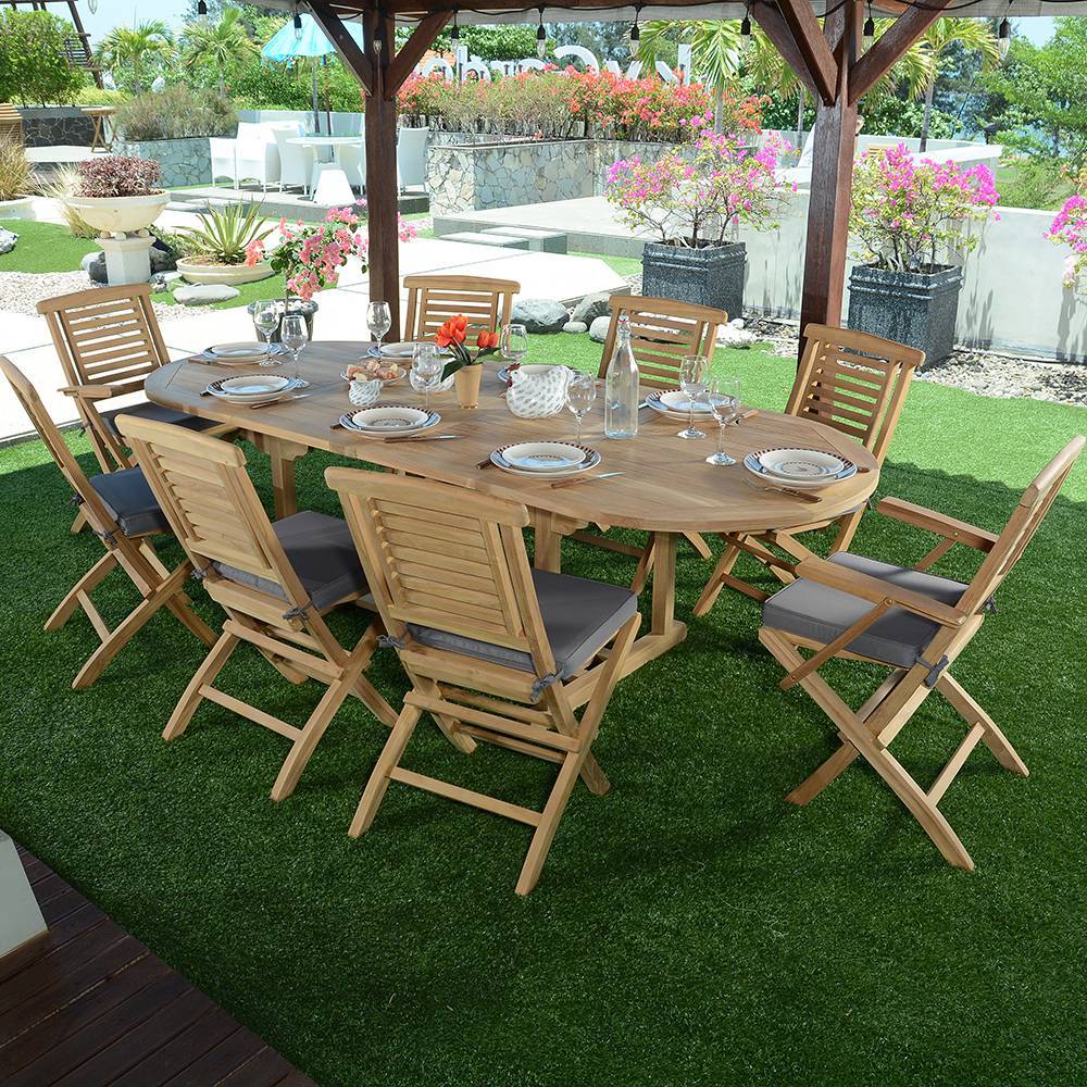 Salon de jardin teck massif Kediri, 8 places - TECK'Attitude - Image 2