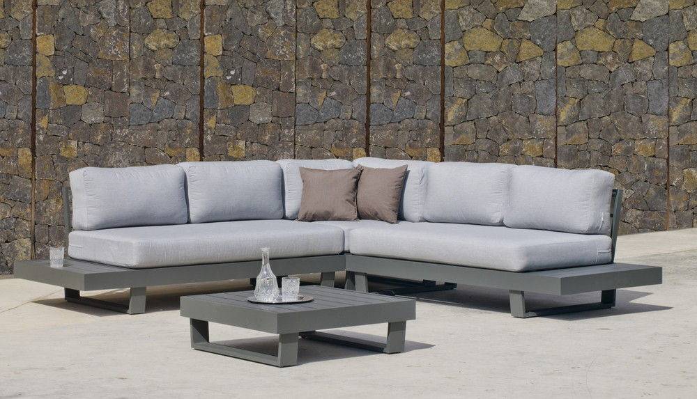Hevea - Salon de jardin MENFIS - anthracite, tissus gris - 4 à 6 places Hevea - Image 1