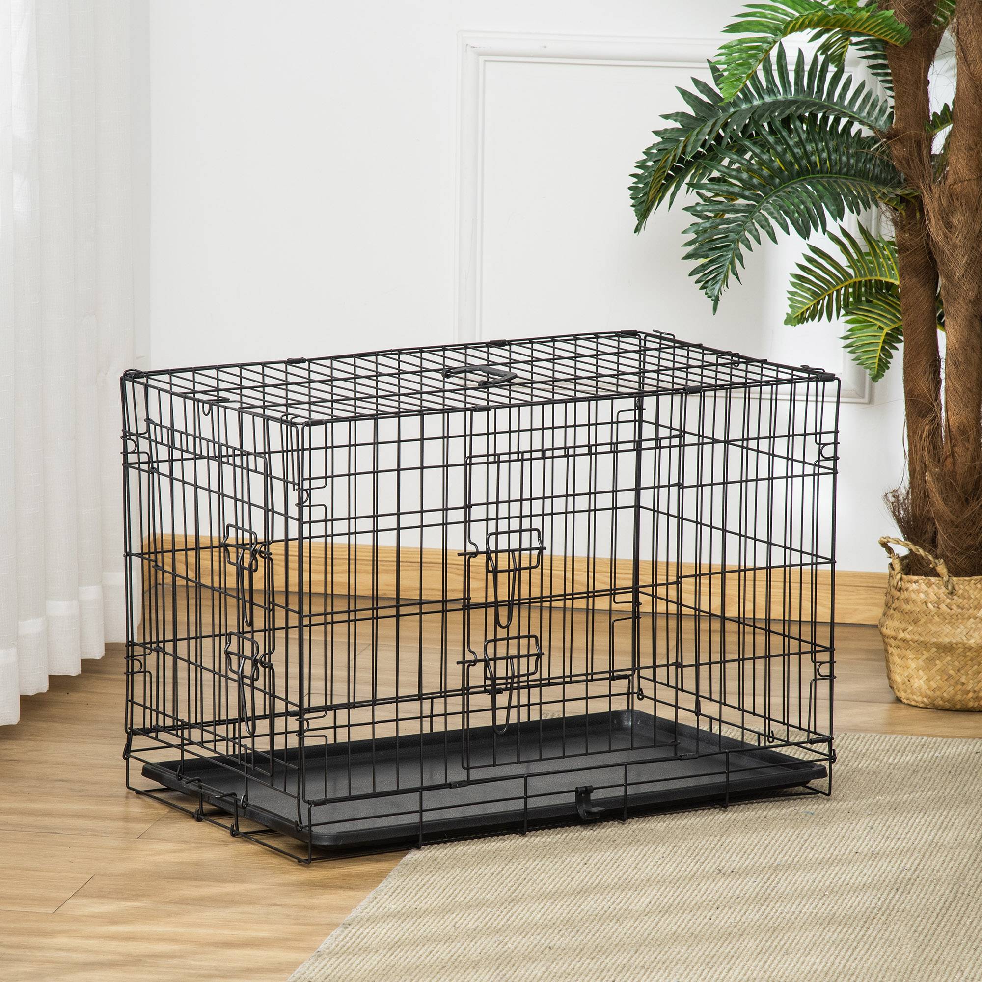 Sans Marque - Cage de transport, grillage, bac amovible, Noir - Image 3