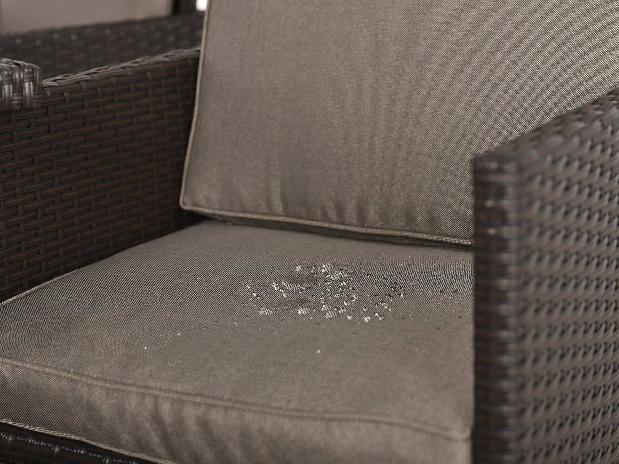 Best Mobilier - Tao - salon de jardin encastrable 12 places - résine tressée marron - coussins taupe - plateau en verre + housse de protection - Best Mobilier - Image 4