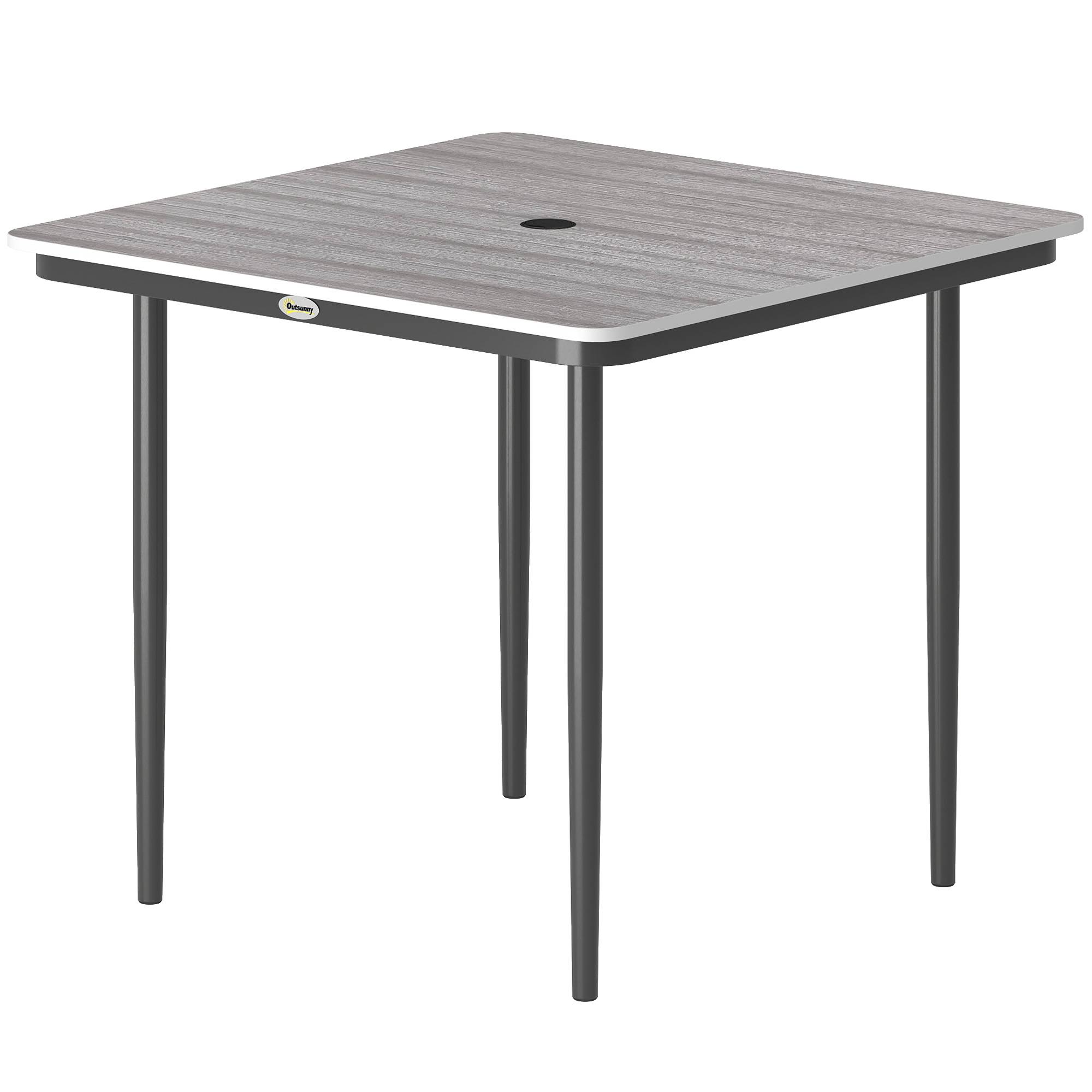 Table à manger carrée métal composite pour 4 personnes trou parasol 85cm gris - ComfortXL Outdoor Living - Image 2