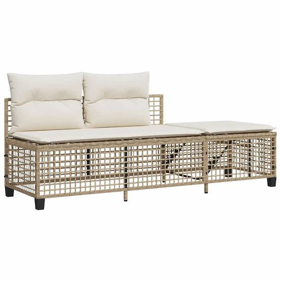Salon de jardin d'angle avec coussins 3 pcs | Mobilier d'extérieur beige résine tressée Maison Chic - Image 6