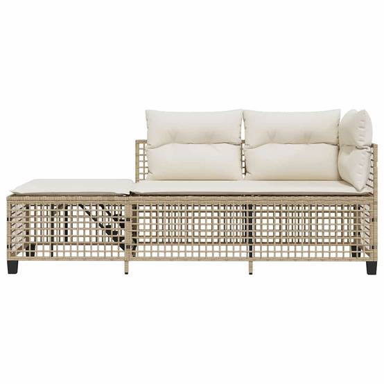 Salon de jardin d'angle avec coussins 3 pcs | Mobilier d'extérieur beige résine tressée Maison Chic - Image 5