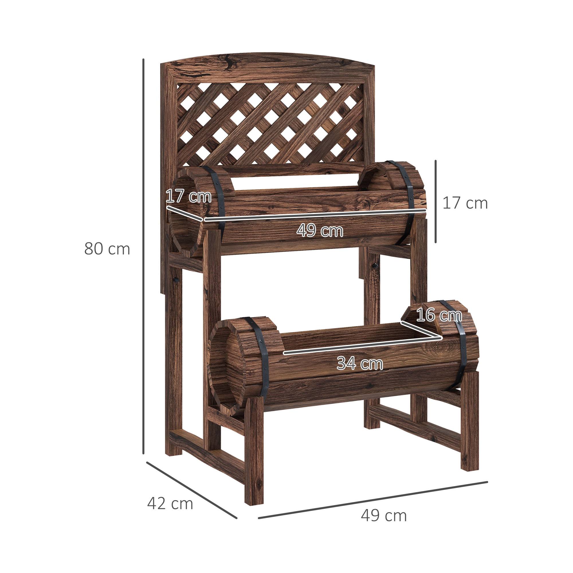 Sans Marque - Jardinière sur pieds surélevée treillis carré potager 2 niveaux terrasse 42x49x80 cm marron - Image 5