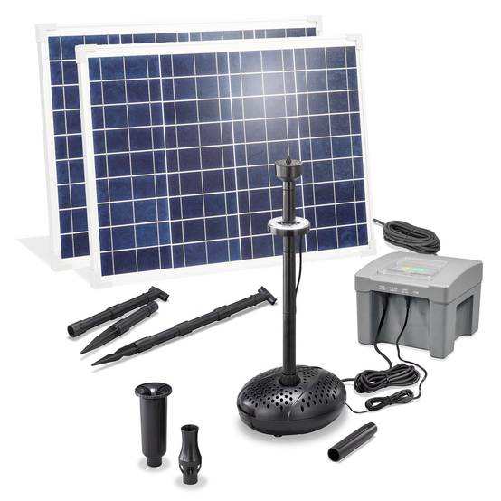 Kit pompe de bassin solaire esotec 100/4000 LED avec accumulateur LiFe 12,8V/24Ah 101941 - Image 1