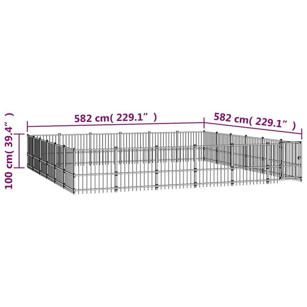 Vidaxl - Chenil d'extérieur pour chiens Acier 33,87 m² vidaXL 3124643 - Image 7