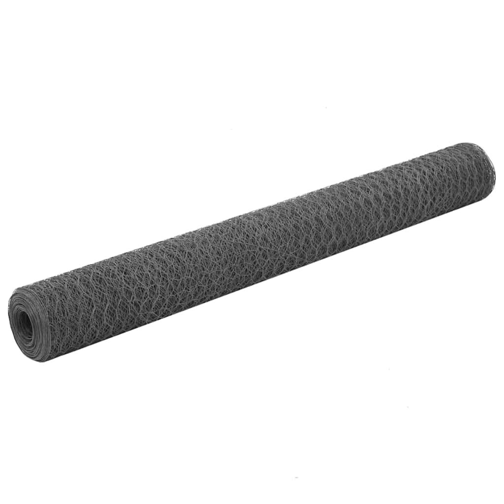 ComfortXL - Grillage Poule Acier PVC Jardin Protection Animaux 13mm 25x1,2m Gris - ComfortXL Outdoor Living - Image 1