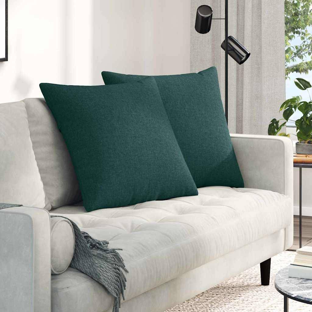 Set de 2 Coussins de Sol Moelleux en Tissu Housse Lavable pour Salon Vert Foncé 80x80 cm – ComfortXL Outdoor Living - Image 1