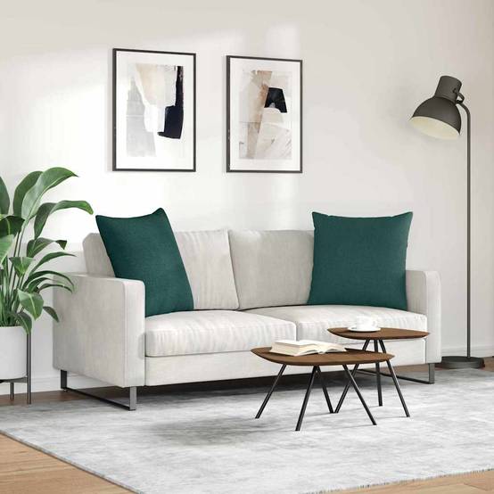 Set de 2 Coussins de Sol Moelleux en Tissu Housse Lavable pour Salon Vert Foncé 80x80 cm – ComfortXL Outdoor Living - Image 4