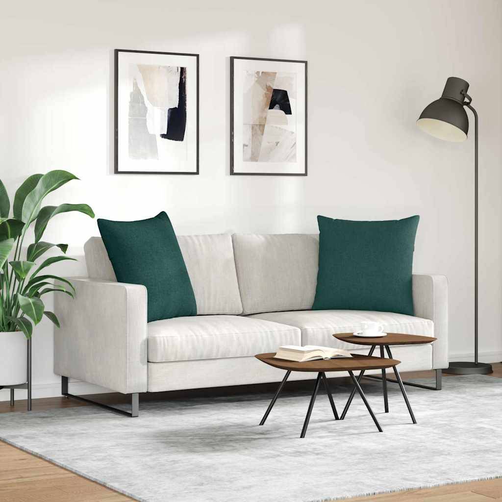 Set de 2 Coussins de Sol Moelleux en Tissu Housse Lavable pour Salon Vert Foncé 80x80 cm – ComfortXL Outdoor Living - Image 4