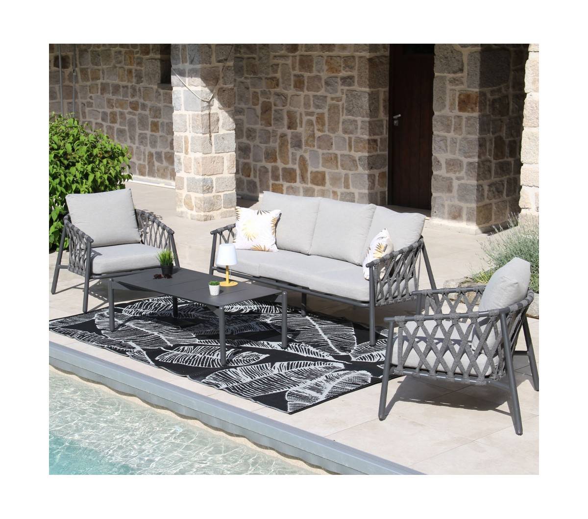 Salon de jardin - 5 places en Aluminium - HYDEN - Image 3