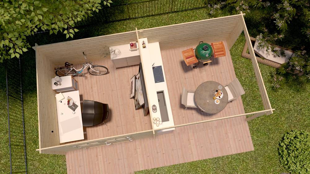 Eden Partenaire Jardin - Abri de jardin en bois mono pente de 7,53 m² + 8,1 m² d’auvent - Image 5