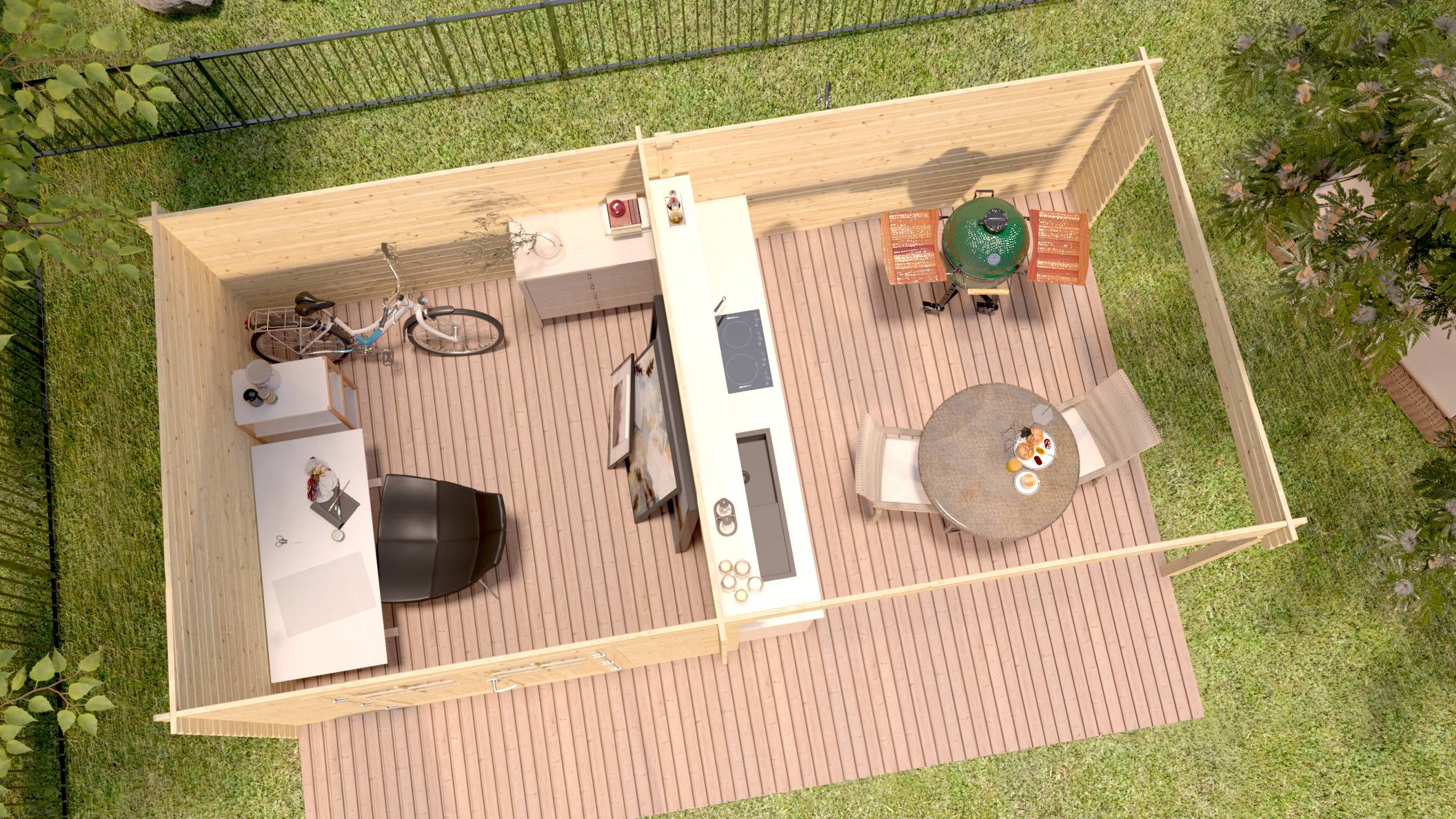 Eden Partenaire Jardin - Abri de jardin en bois mono pente de 7,53 m² + 8,1 m² d’auvent - Image 7