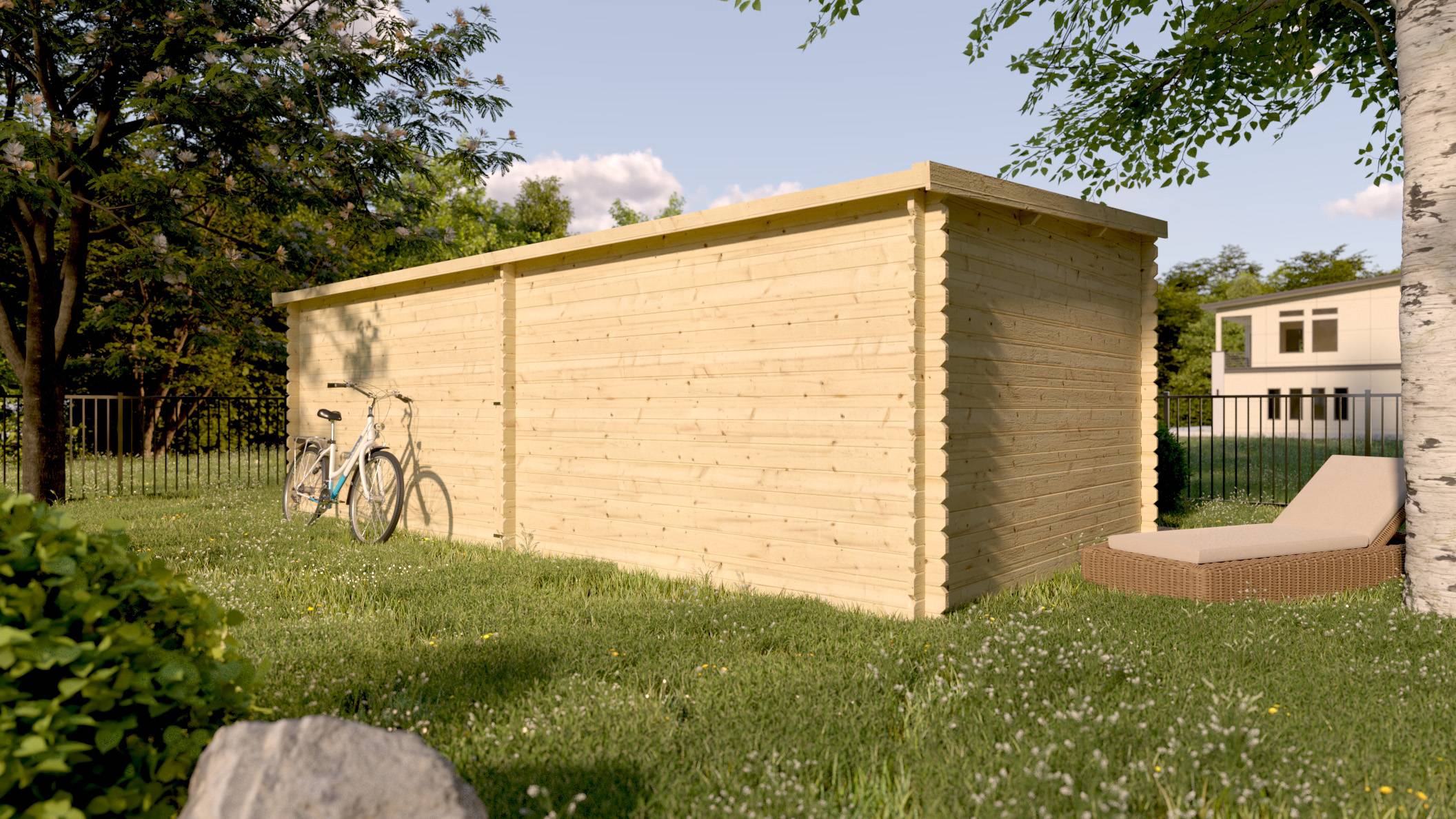 Eden Partenaire Jardin - Abri de jardin en bois mono pente de 7,53 m² + 8,1 m² d’auvent - Image 8
