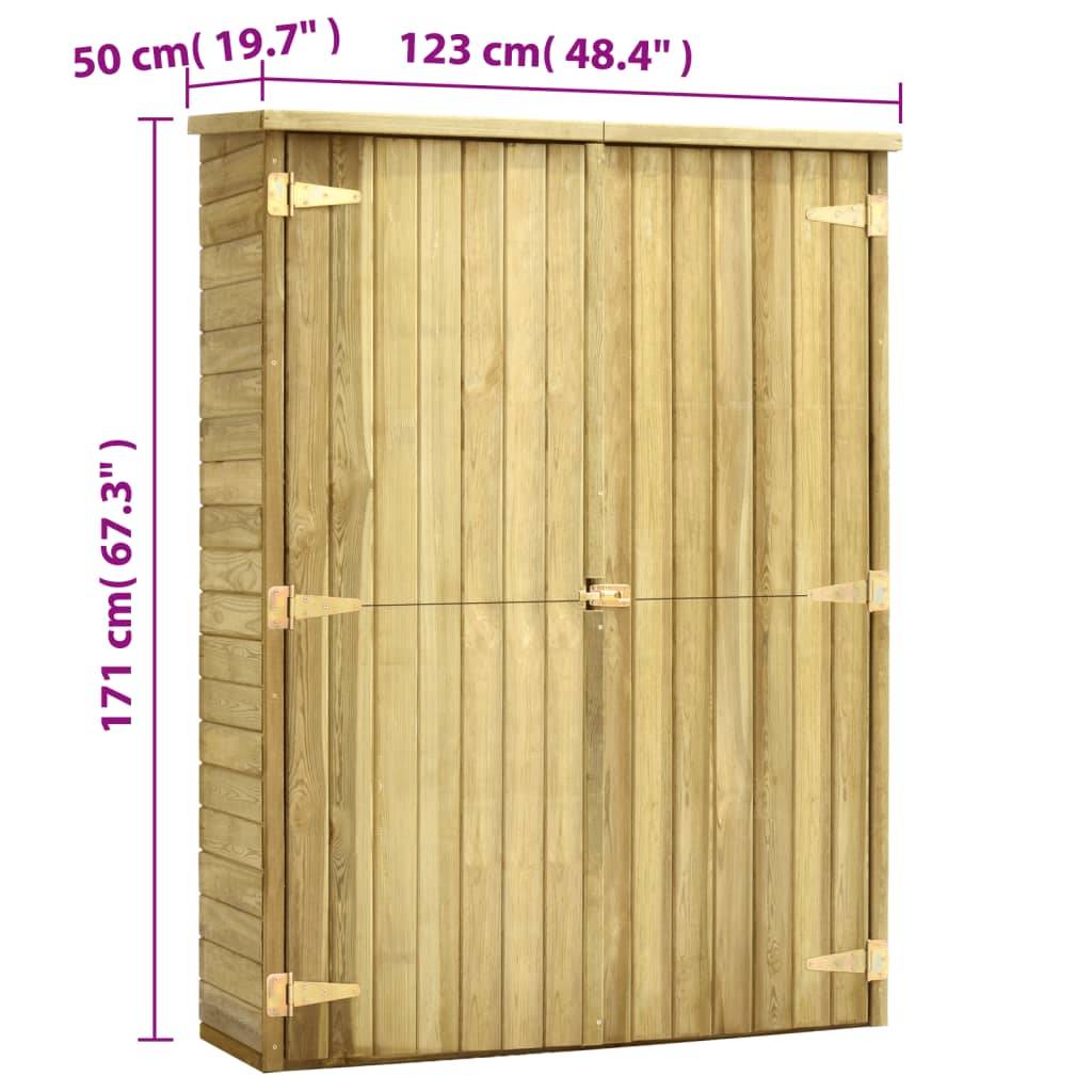 Abri de jardin 0.62m² Abri pour outil - 123x50x171 cm Pinède imprégnée - Meuble Pro MAISON CHIC - Image 9