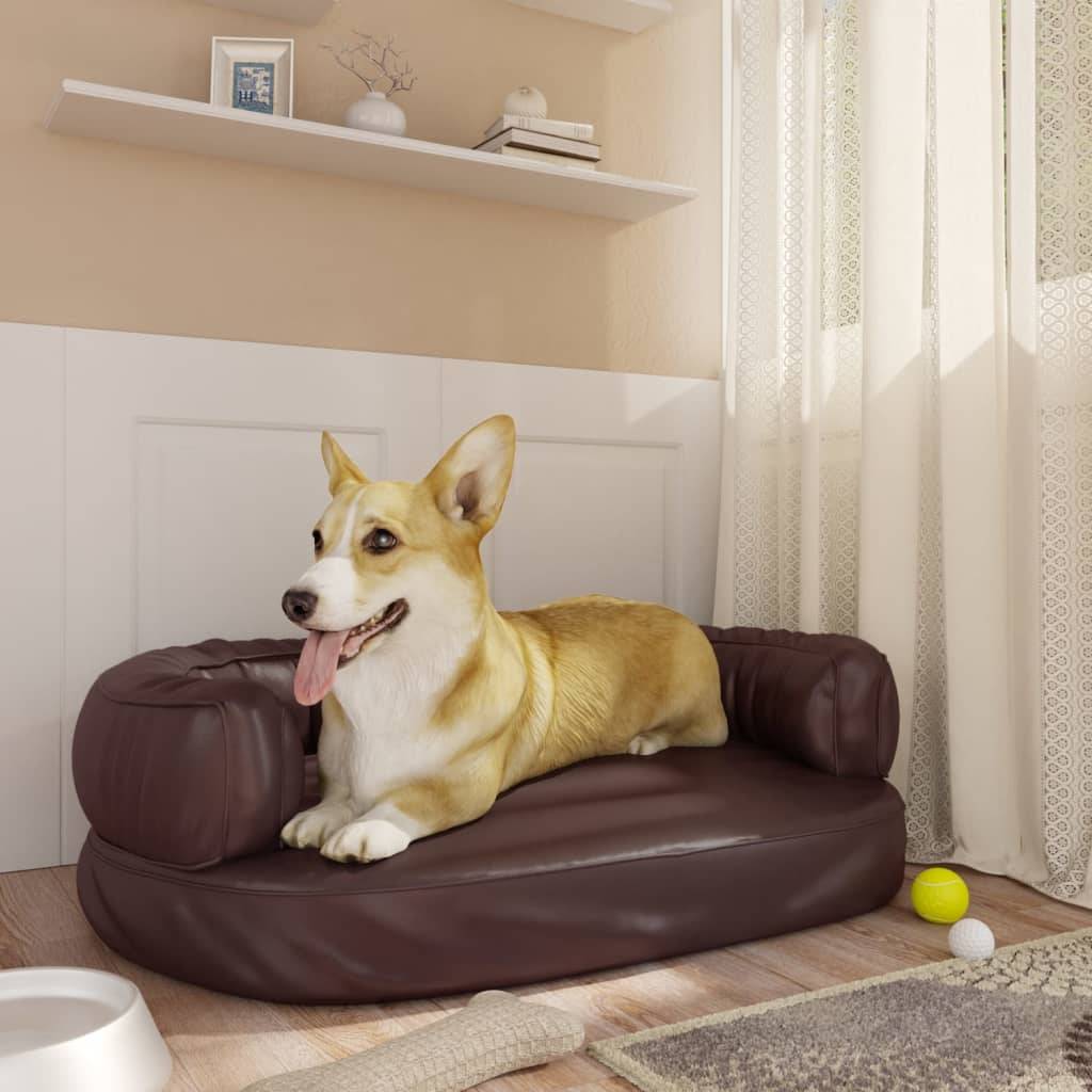 Vidaxl - Lit pour chien ergonomique Mousse Marron 60x42 cm Similicuir vidaXL 171319 - Image 1