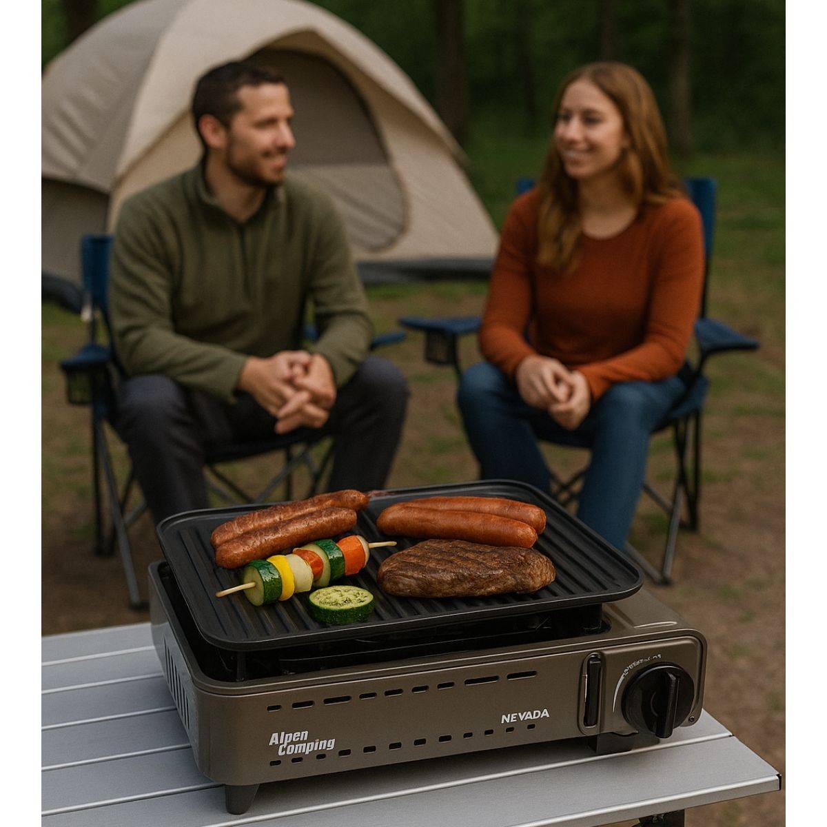 Barbecue à gaz Portable Grill 1780W + 8 Cartouches Gaz Butane Allumage Piezo + Mallette Camping ALPEN - Image 3