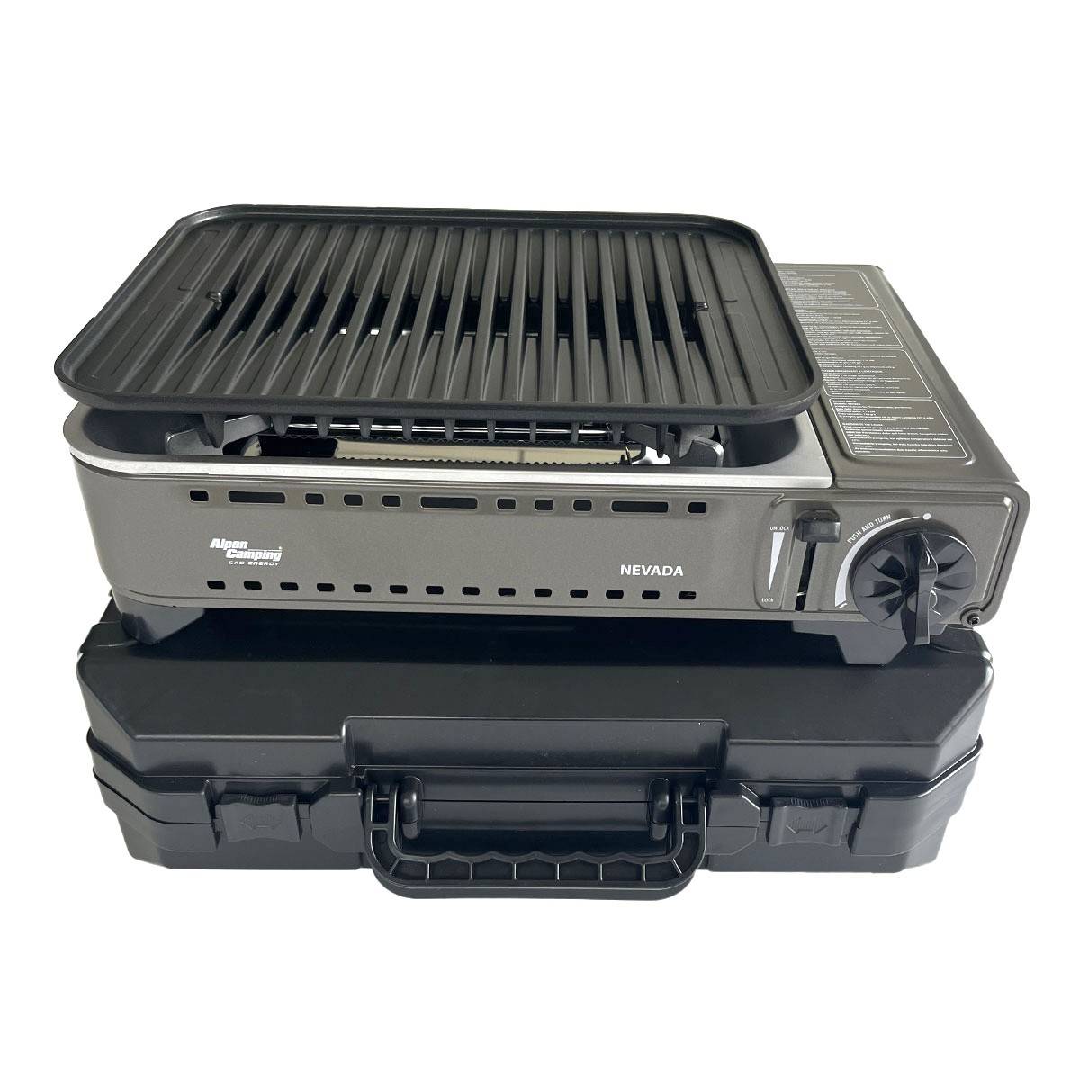 Barbecue à gaz Portable Grill 1780W + 8 Cartouches Gaz Butane Allumage Piezo + Mallette Camping ALPEN - Image 5