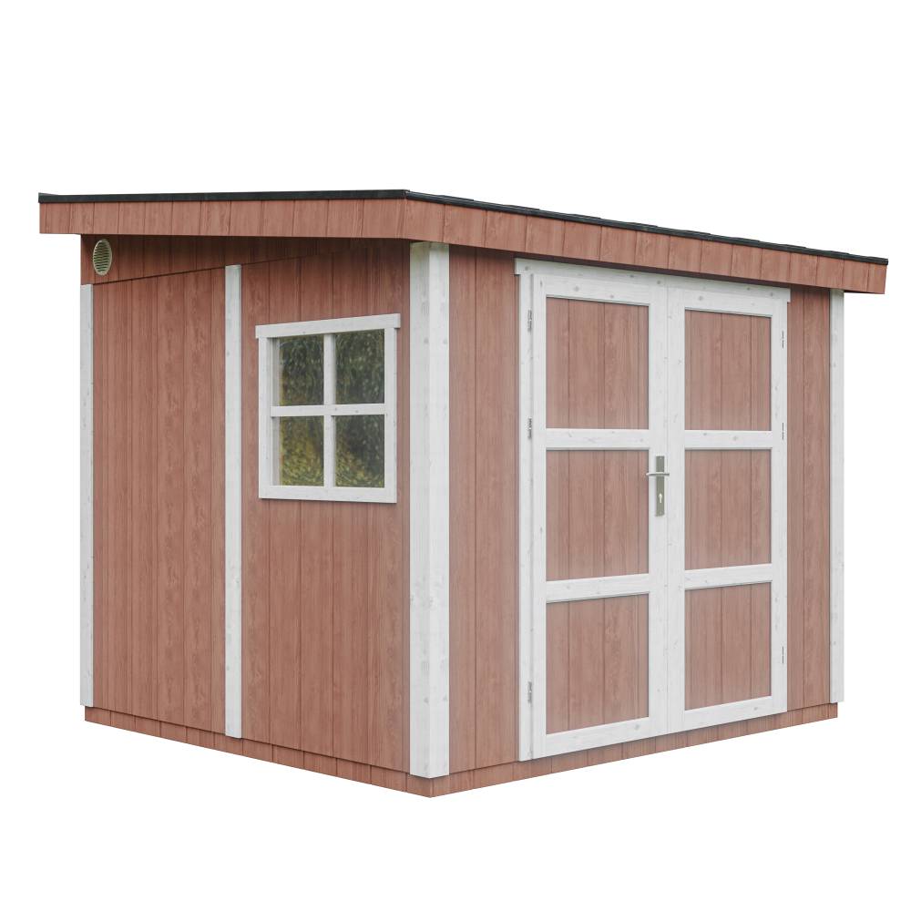Timbela - Abri de Jardin Qualité Premium 5,9 m² / H231x248x294 cm avec plancher e paroi latérale - Timbela M938-REDWOOD RED - Image 1