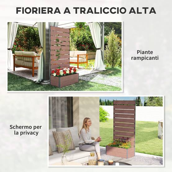 ComfortXL - Jardinière composite avec treillis brise-vue extérieur 72x38x150cm marron clair - ComfortXL Outdoor Living - Image 8