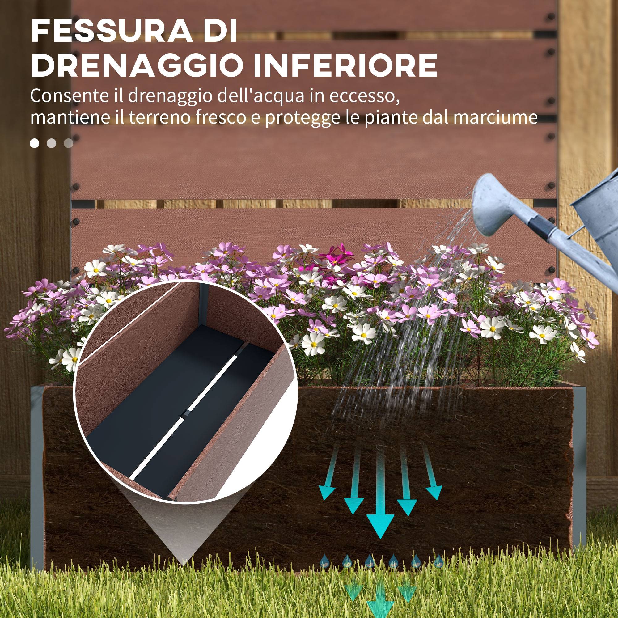 ComfortXL - Jardinière composite avec treillis brise-vue extérieur 72x38x150cm marron clair - ComfortXL Outdoor Living - Image 9