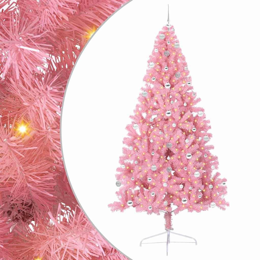 Vidaxl - Sapin de Noël artificiel pré-éclairé Rose 240 cm PVC vidaXL 3397107 - Image 2