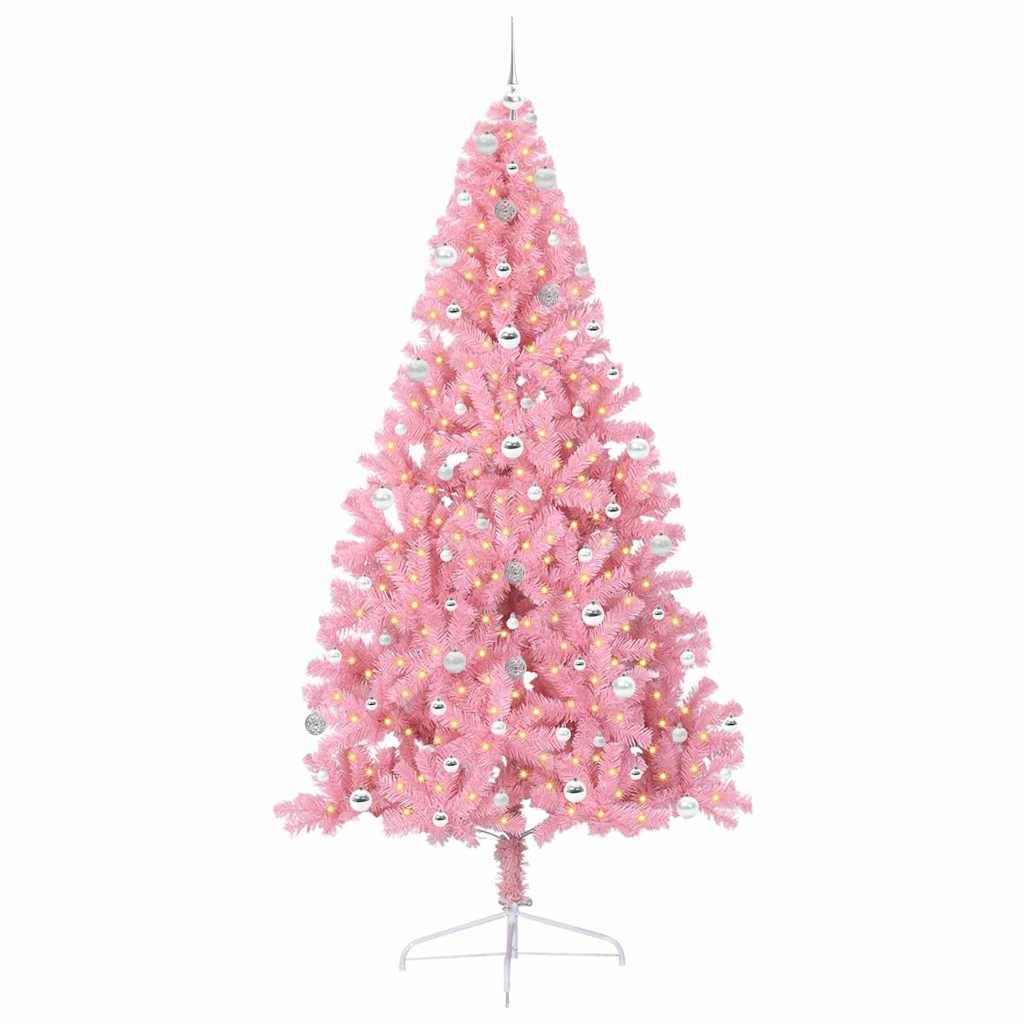Vidaxl - Sapin de Noël artificiel pré-éclairé Rose 240 cm PVC vidaXL 3397107 - Image 4