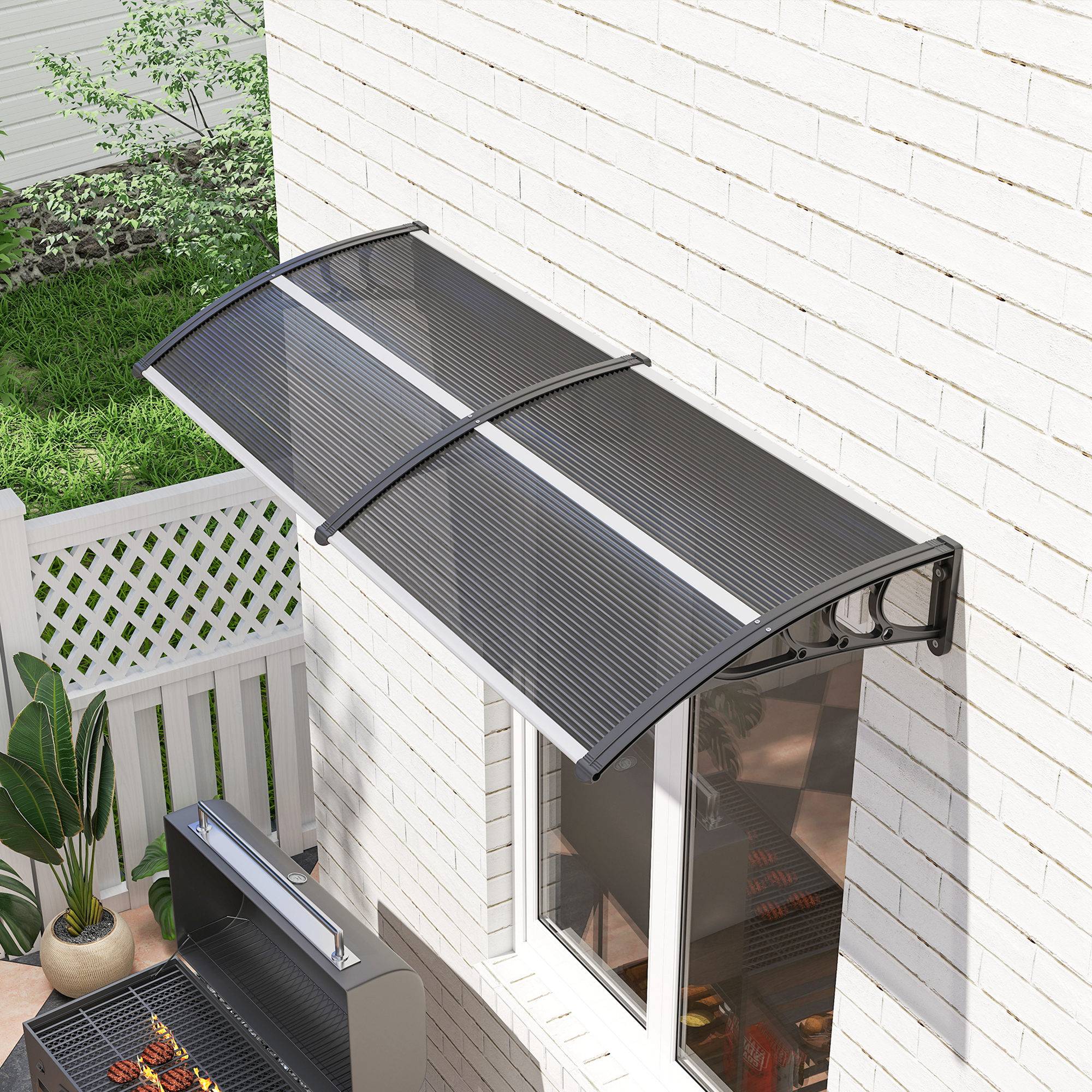 Store noir 196x75x23 cm en polycarbonate pour portes et fenêtres, protection design sobre pour maison pratique et fonctionnel - Image 4