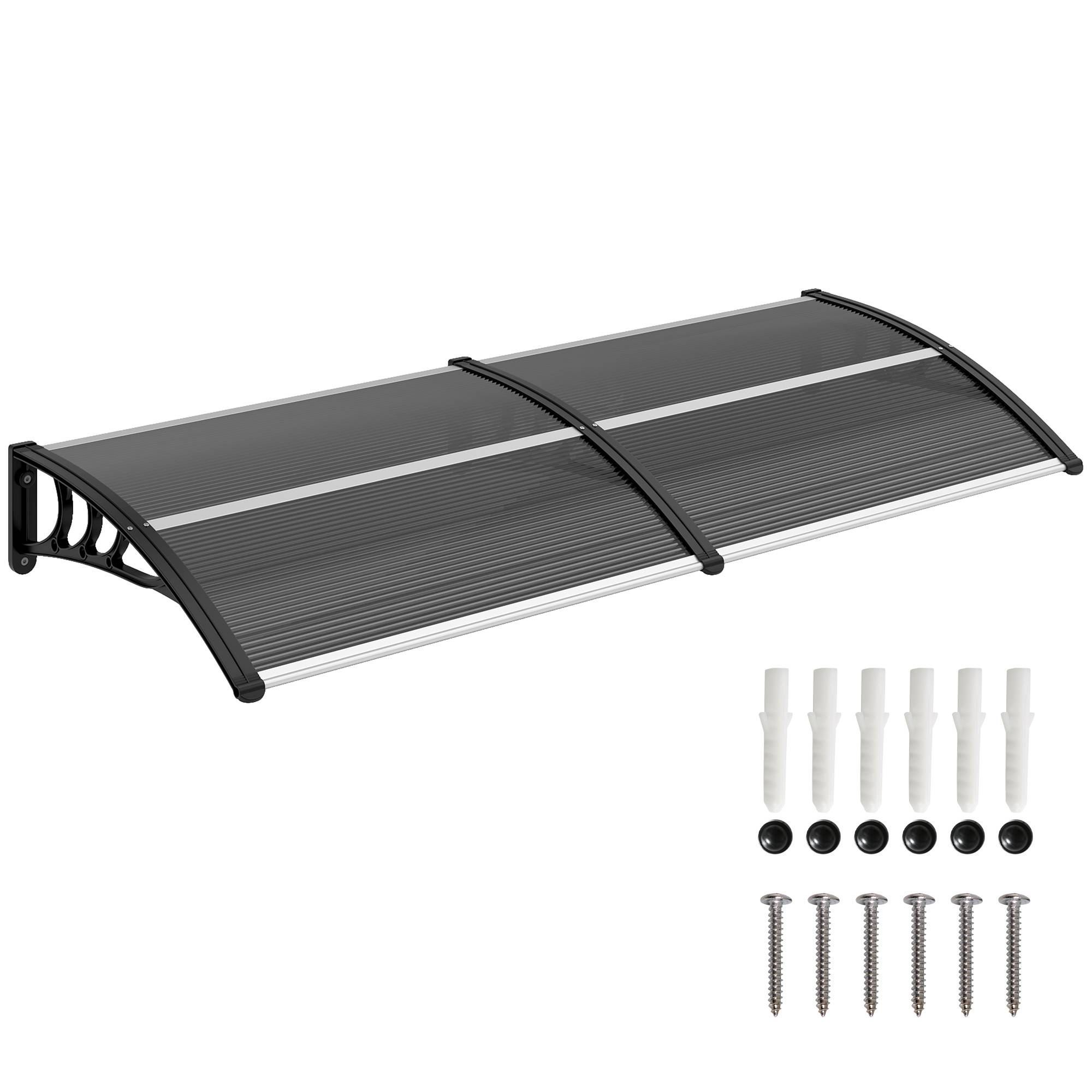 Store noir 196x75x23 cm en polycarbonate pour portes et fenêtres, protection design sobre pour maison pratique et fonctionnel - Image 1