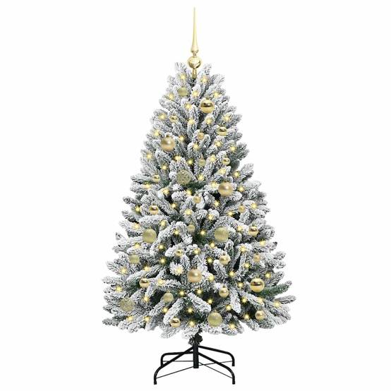 Sapin de Noël | Arbre de Noël artificiel Vert et blanc 120 cm PVC et métal Maison Chic - Image 3