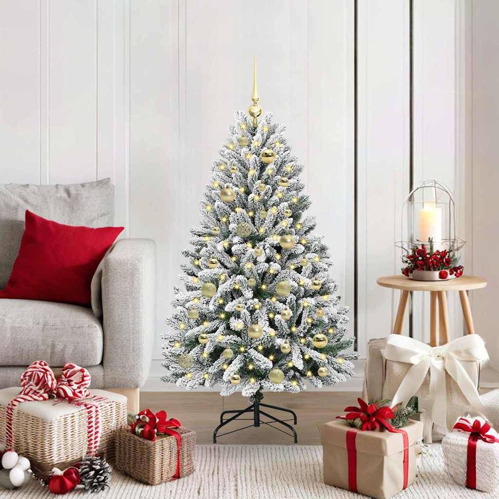 Sapin de Noël | Arbre de Noël artificiel Vert et blanc 120 cm PVC et métal Maison Chic - Image 2