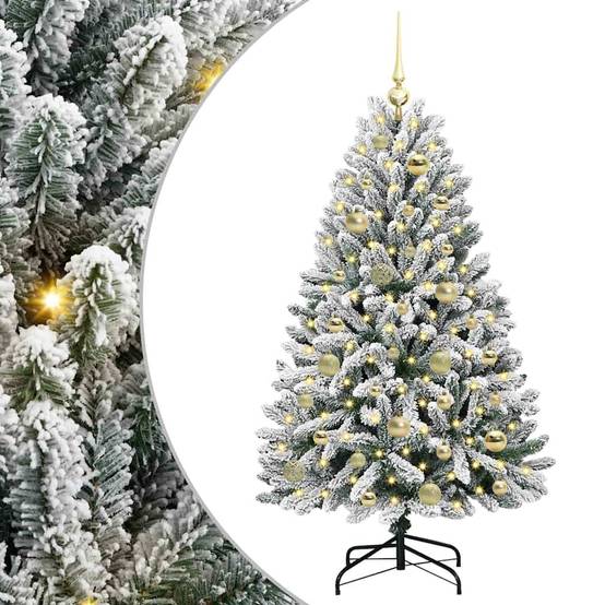 Sapin de Noël | Arbre de Noël artificiel Vert et blanc 120 cm PVC et métal Maison Chic - Image 1