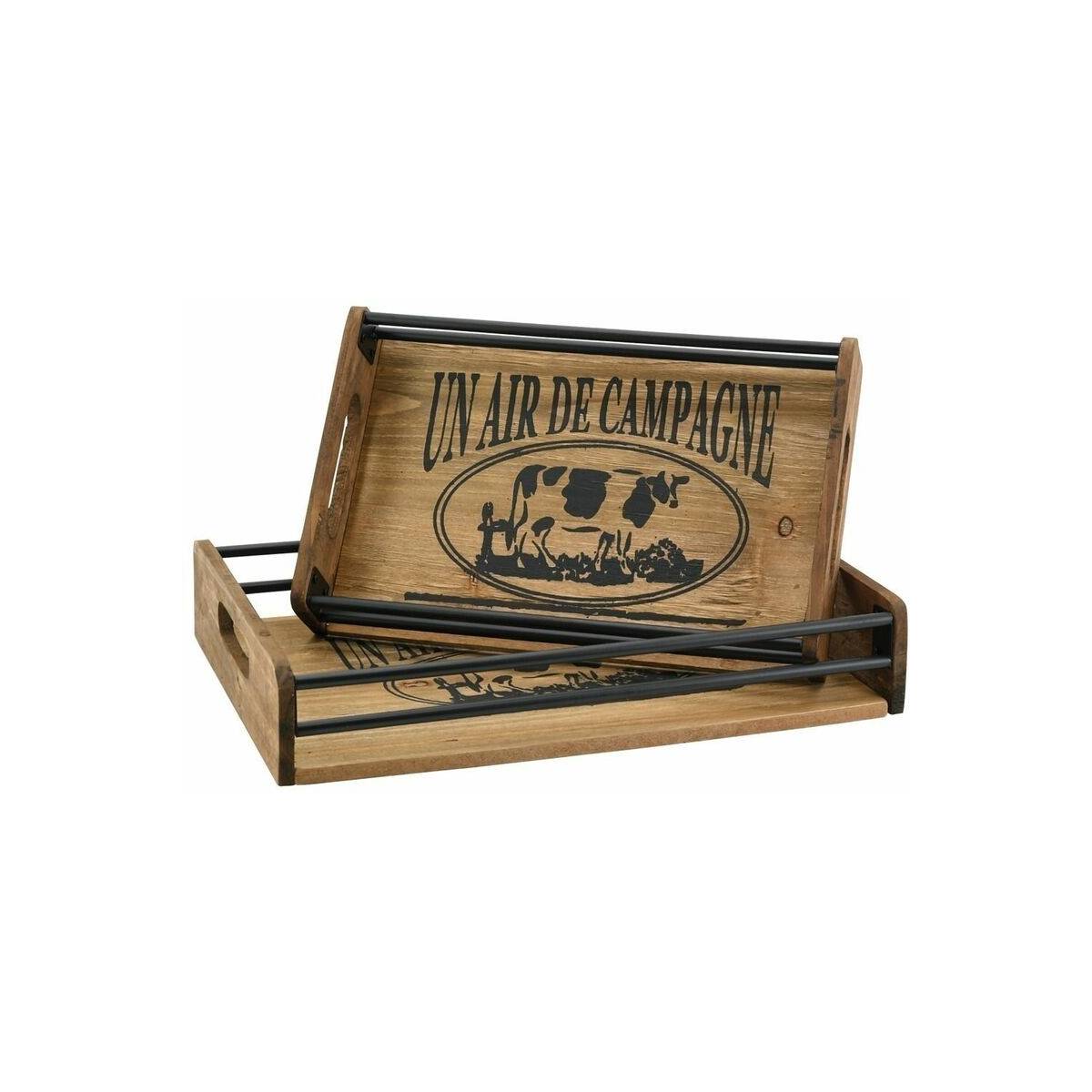 Aubry Gaspard - Plateaux en bois et métal Un air de campagne (Lot de 2) - Image 1
