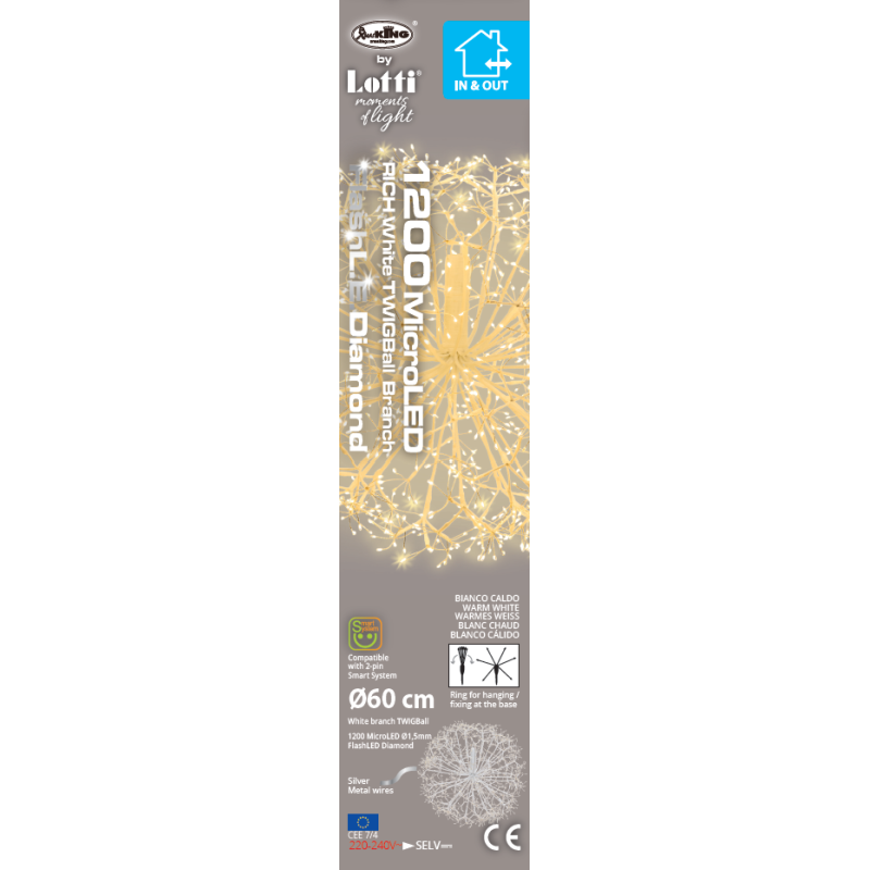 Lotti - Branche Sphère Riche RICH Blanche Ø60cm 1200 MicroLED FlashLED avec Rameaux Lotti - Image 8