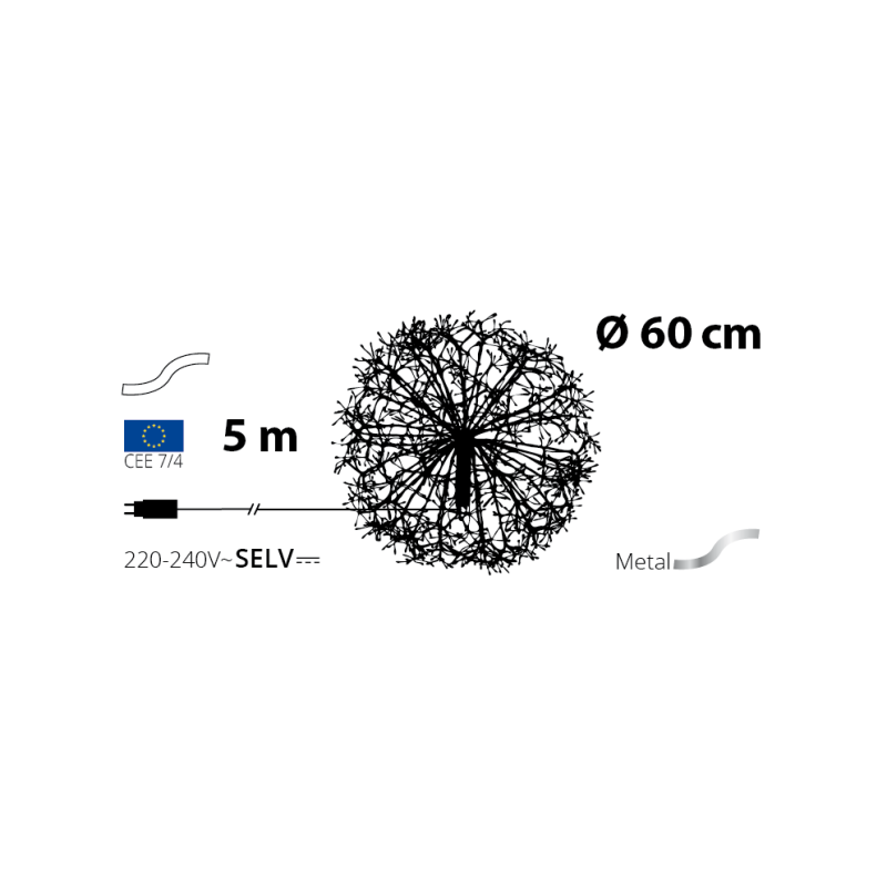 Lotti - Branche Sphère Riche RICH Blanche Ø60cm 1200 MicroLED FlashLED avec Rameaux Lotti - Image 9