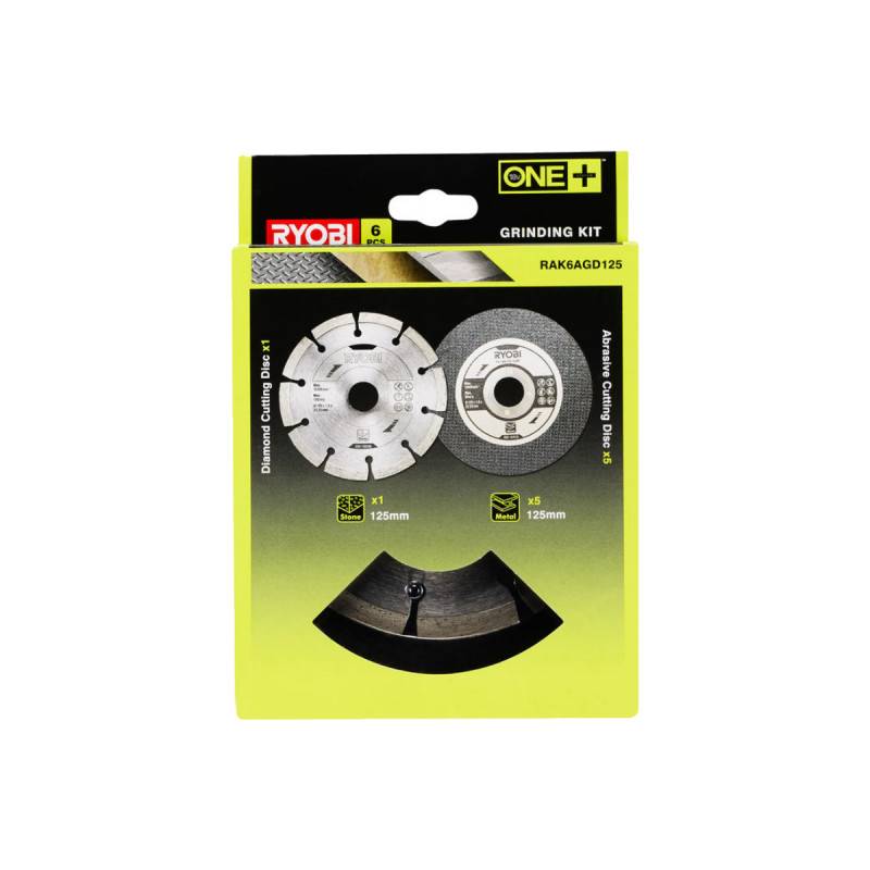 Ryobi - Pack RYOBI Meuleuse d'angle brushless R18AG7-0 - 18V One+ - 1 batterie 2.0Ah - 1 chargeur rapide RC18120-120 - Kit 6 disque 125 mm - Image 6