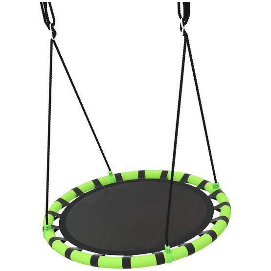 Balançoire nid oiseau suspendue cordes réglables hauteur siège rond Ø100 cm noire - Image 2