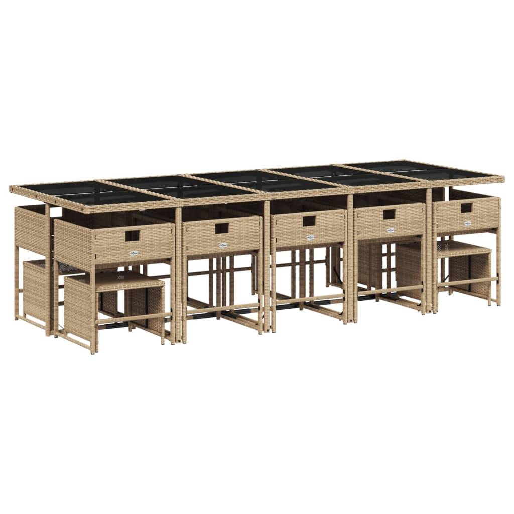 ComfortXL - Grande Table de Jardin 14 Places Beige et Chaises Encastrables en Résine Tressée, Plateau Verre – ComfortXL Outdoor Living - Image 3